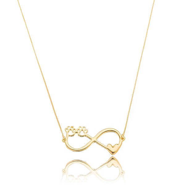 Colar Infinito com Patinha Banhado a Ouro 18K – Linha Pet | Marabela