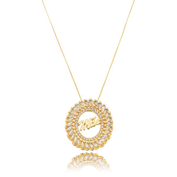 Colar Oval Mãe Cravejado com Cristais