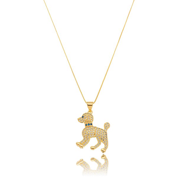 Colar Pingente Cachorro Micro Zircônia