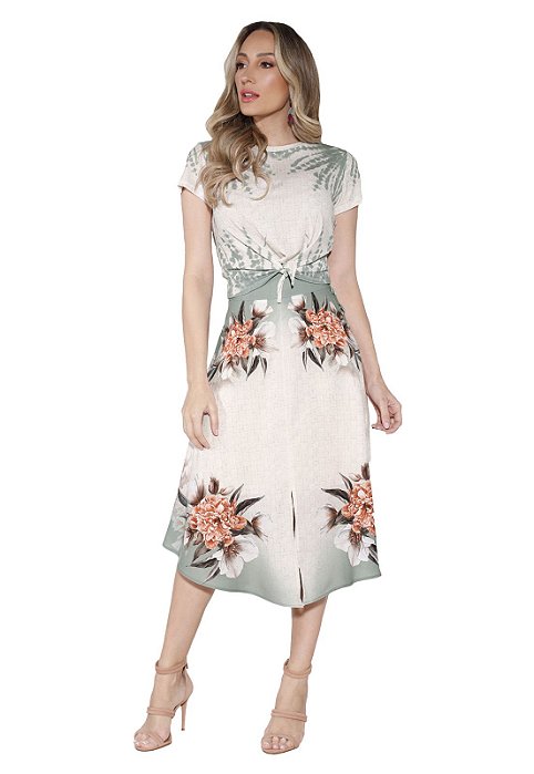 CONJUNTO VERDE OLIVA SAIA BOTÕES -