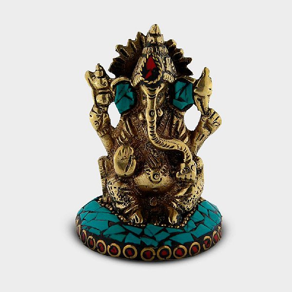 Ganesha Decorativa com Pedras Coloridas - Azul