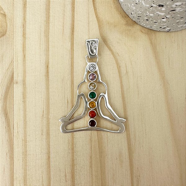 Pingente Prana Místico Chakras Prata 925 e Pedra Natural