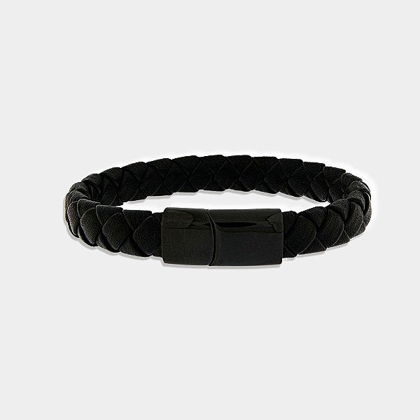 Pulseira Masculina Couro Trançada Fina