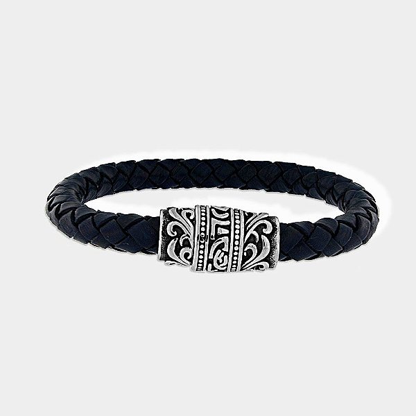 Pulseira Masculina Couro Trançado