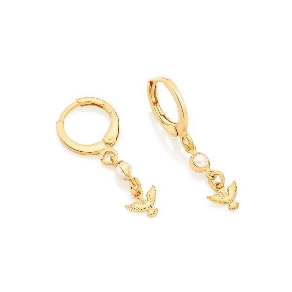 Brinco Argola Espírito Santo e Pérola GIO Antonelli  - Rommanel - Folheado a Ouro 18k (Ref.526679)