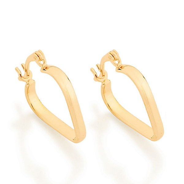 Brinco Argola Formato de Coração Rommanel - Folheado a Ouro 18k (Ref.520884)
