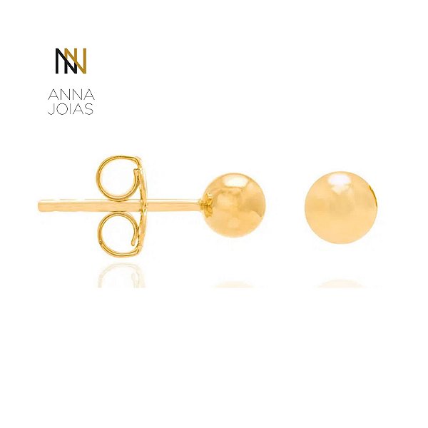 Brinco Bolinha Rommanel - 4mm - Antialérgico - Folheado a Ouro 18k.(Ref.520246)
