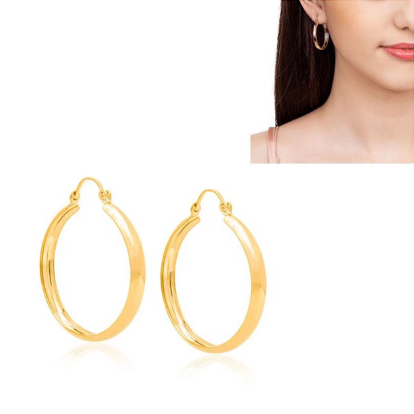 Brinco Argola (2,8 cm)  - Rommanel - Folheado a Ouro 18k. (Ref.520285)