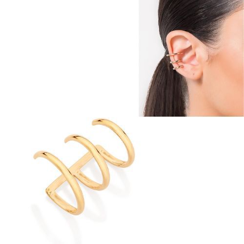 Brinco Piercing de Pressão 3 Argolas GIO Antonelli - Rommanel - Folheado a Ouro 18k. (Ref.527159)