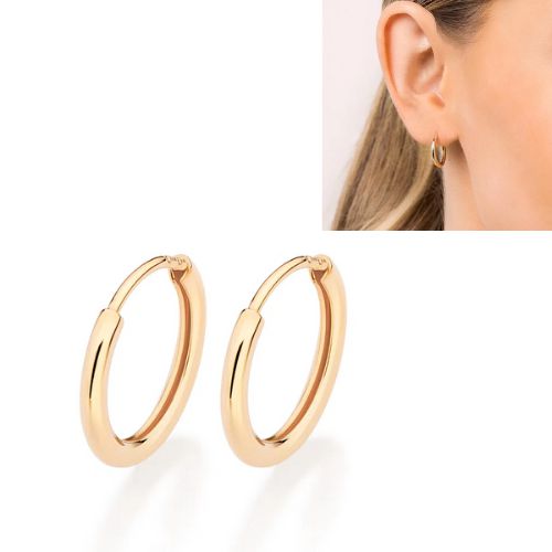 Brinco Mini Argola de 1,3 cm - Rommanel - Folheado a Ouro 18k. (Ref.527164)