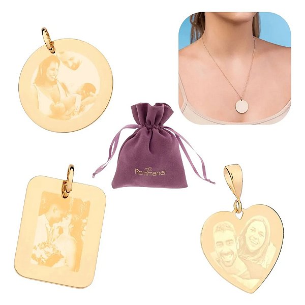 Pingente Medalha para Personalizar com Foto Impressão - Rommanel - Presenteável