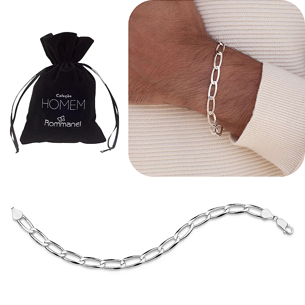 Pulseira Masculina Rommanel Corrente Prata925 Maciça Med20cm