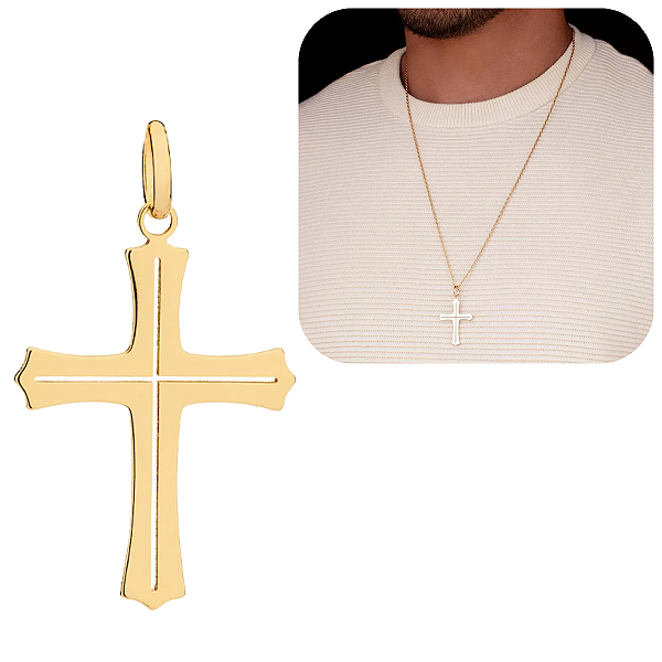 Pingente Masculino Rommanel Cruz - Folheado a Ouro 18k