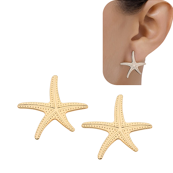 Brinco Estrela do Mar Rommanel -Folheado a Ouro Antialérgico