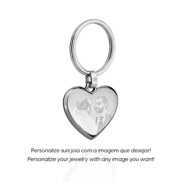 Chaveiro Personalizável com Foto Impressão ou Nome - Aço Inoxidável - Rommanel