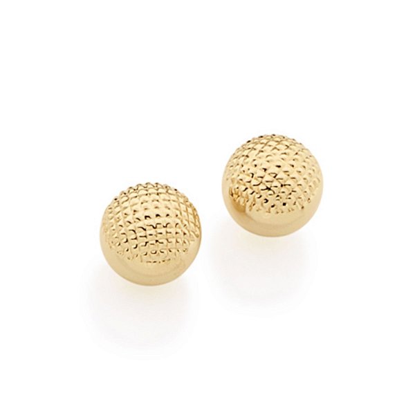 Brinco Bola Trabalhada Grande (10mm) - Rommanel (10mm) - Folheado a Ouro (Ref.525468)