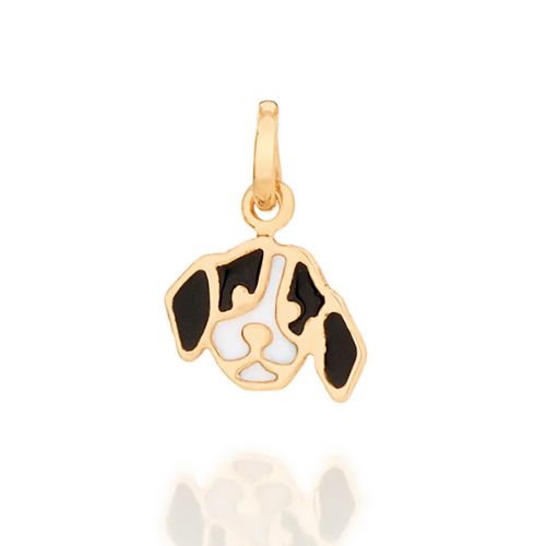 Pingente Cachorro Preto e Branco Rommanel - Folheado a Ouro