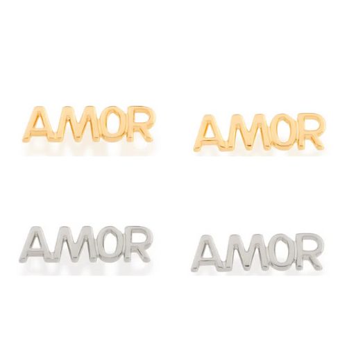 Brinco Palavra Amor - Rommanel - Antialérgico - Folheado a Ouro 18k. / Rhodium (Ref.526448)