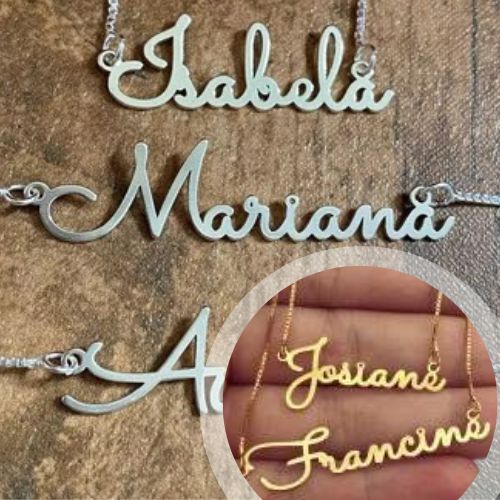 Colar Nome Personalizado - PRATA 925 / Folheado a Ouro 18K - Fonte Fina