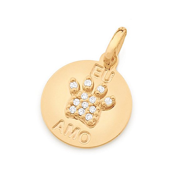 Pingente Eu Amo Meu Pet - Rommanel - Folheado a Ouro 18k (Ref542345)