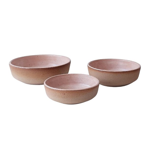 Conjunto com 03 cumbucas rosa