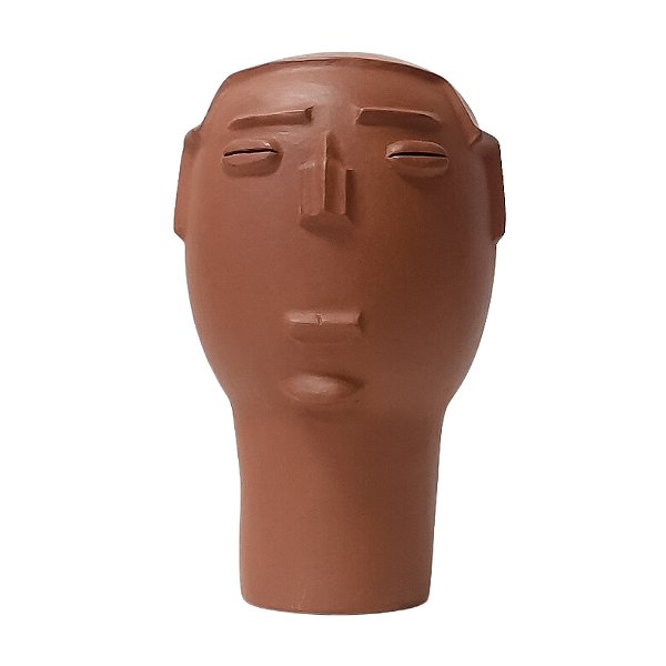 Escultura Cabeça de Cerâmica Natural Masculina