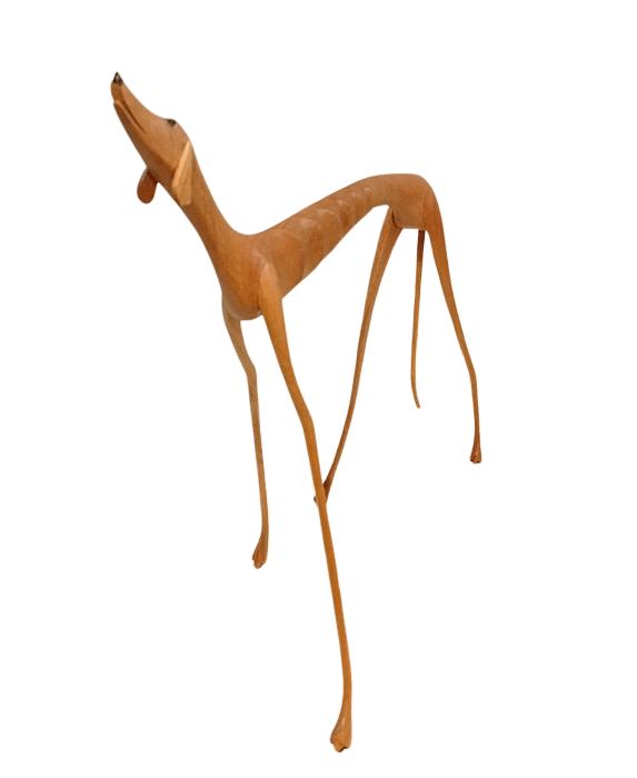 Escultura de Madeira Cachorra Baleia em pé.