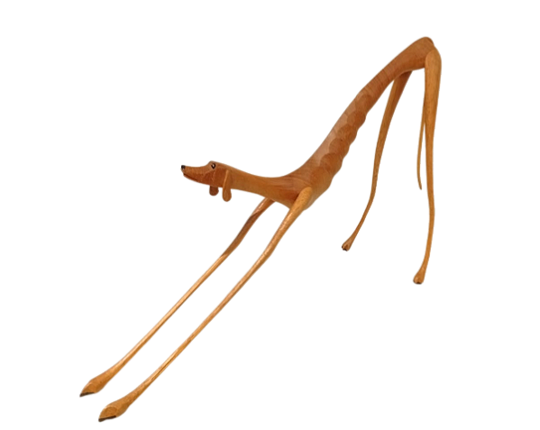 Escultura de Madeira Cachorra Baleia espreguiçando