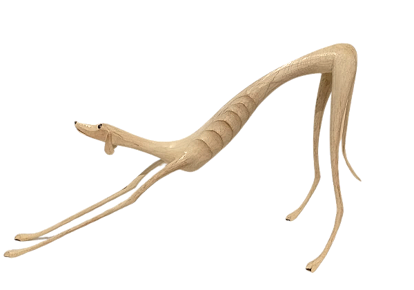 Escultura de Madeira Cachorra Baleia espreguiçando