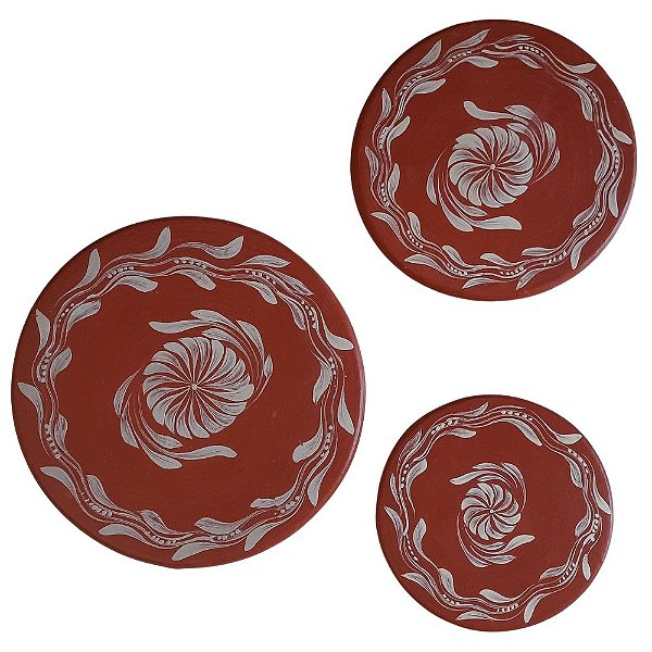 Conjunto de mandalas de barro tauá e tabatinga