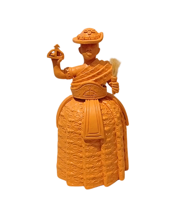 Escultura Orixá Oxóssi em cerâmica natural