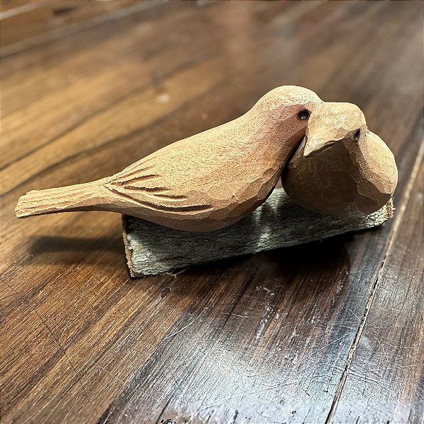 Casal de pássaro em madeira