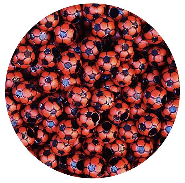 Miçanga Jabulani Vermelho e Preto - 10 unidades