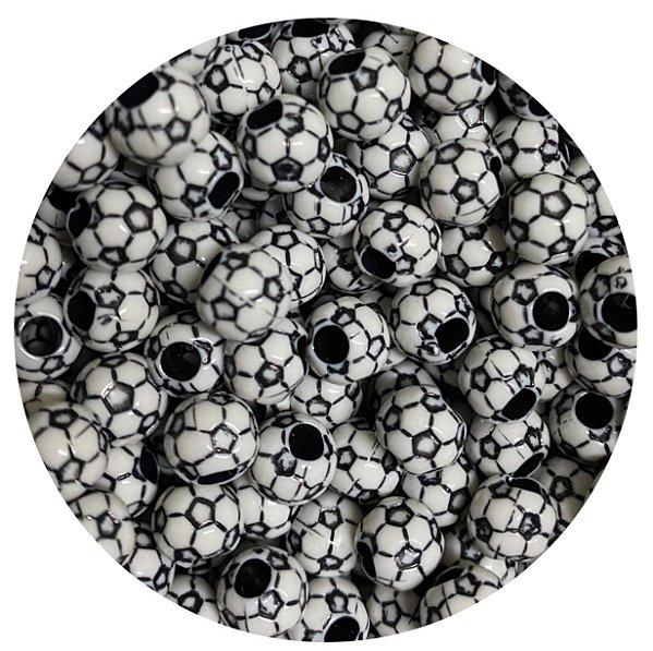 Miçanga Jabulani Preto e Branco - 10 unidades
