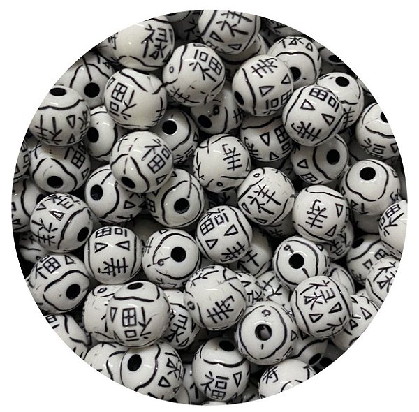 Miçanga Zizão Branco e Preto - 10 unidades