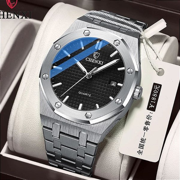 Relógio Masculino Chenxi Calendário Todo em Aço Inox À Prova D' Água