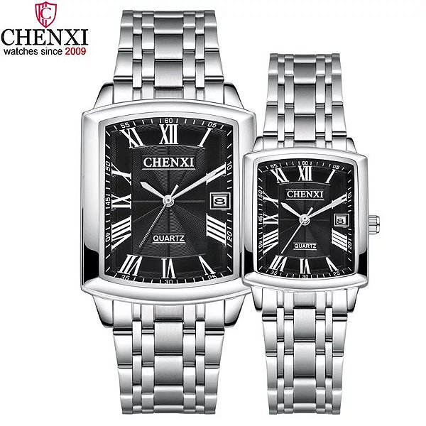 Kit 2 Relógios Masculino + Feminino Pulseira Aço Inox Conjunto Casal
