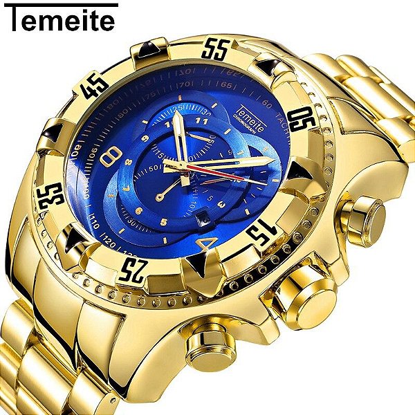 Relógio Masculino Aço Temeite Reverse Quartzo Lançamento