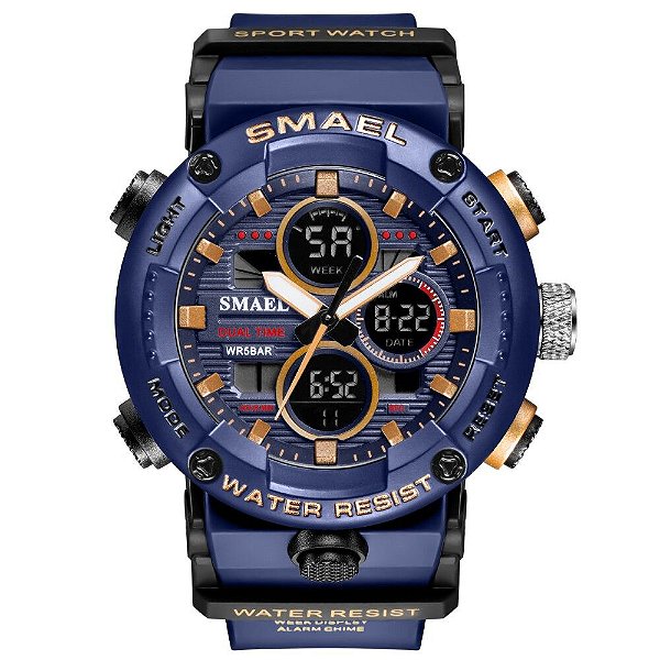 Relógio Masculino Azul Shock Esportivo Digital Smael