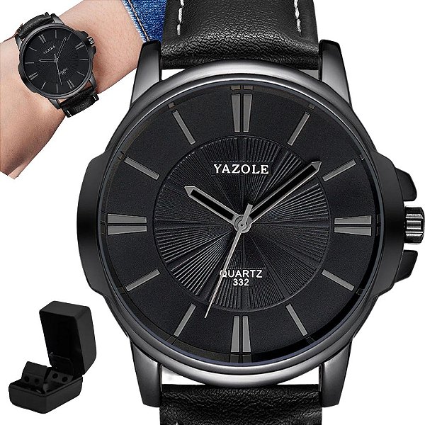 Relógio Masculino Preto Original Yazole Total Black + Caixa