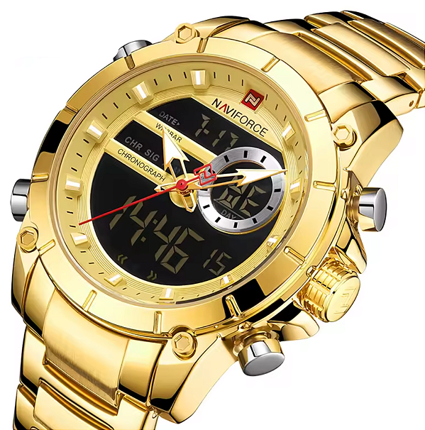 Relógio Masculino Pulseira em Aço Cronógrafo Quartzo Naviforce