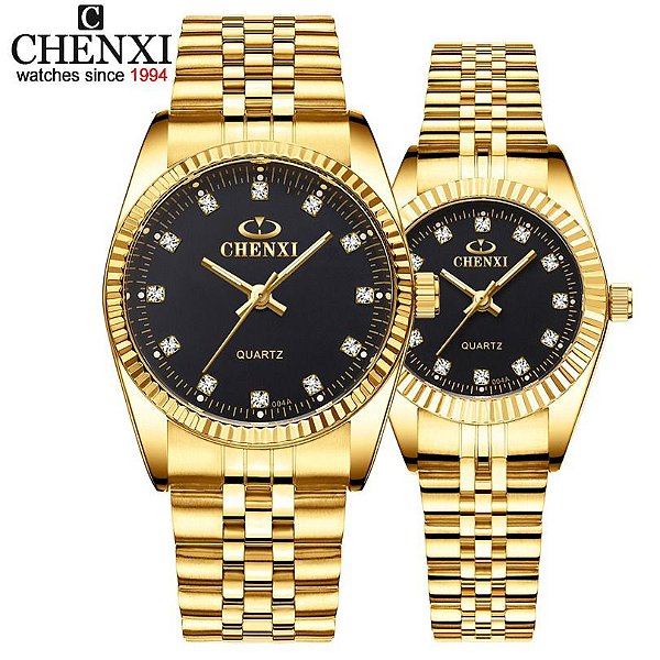 Relógios Masculino + Feminino Pulseira Aço Inox Conjunto Casal