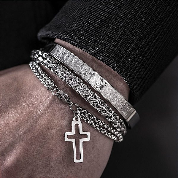Pulseira Masculina em Aço Inox Cirúrgico