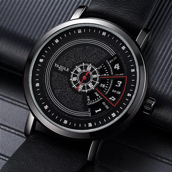 Relógio Masculino Yazole Ultra Design Pulseira Couro