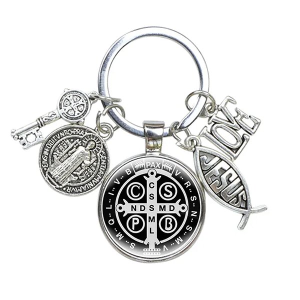 Chaveiro São Bento Amuletos Jesus - KIT 5 Peças