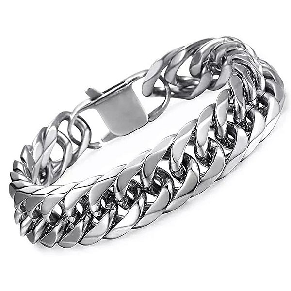 Pulseira Masculina Aço Inox Luxo