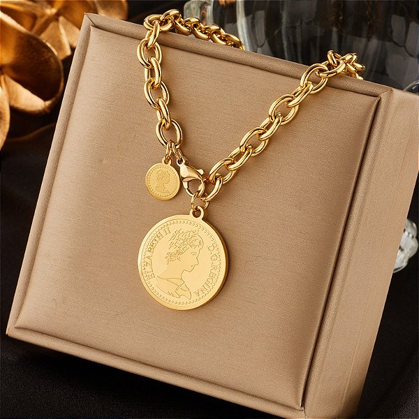Colar Feminino Pingente Medalha
