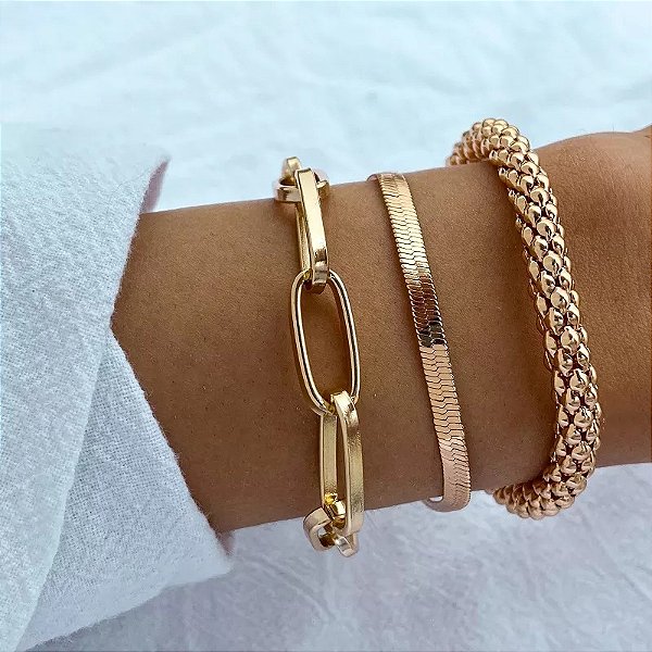 Pulseira Feminina Dourada Ajustável