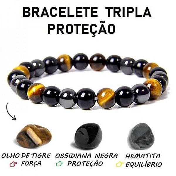 Pulseira da Proteção Ônix Hematita Olho de Tigre