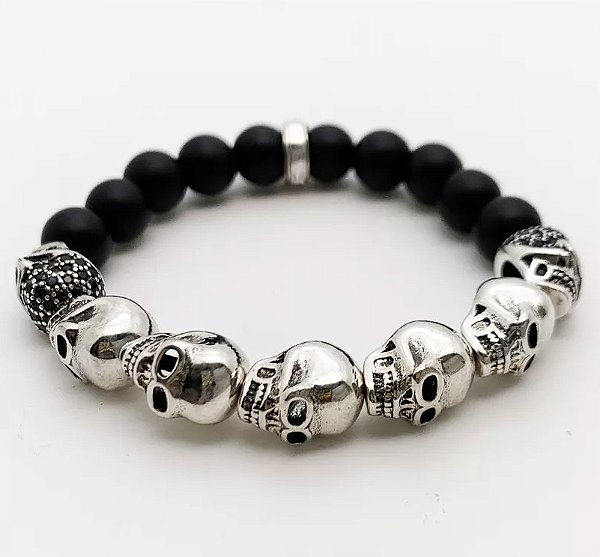 Pulseira de Caveira - Estilo Europeu - Prata s925